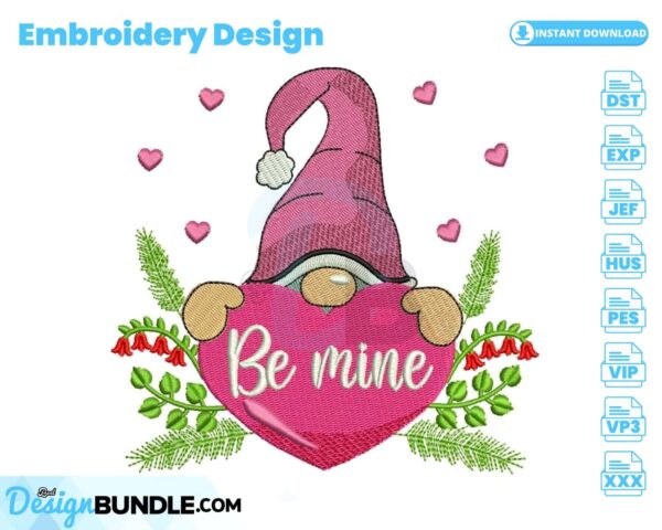 be-mine-gnome-embroidery-design