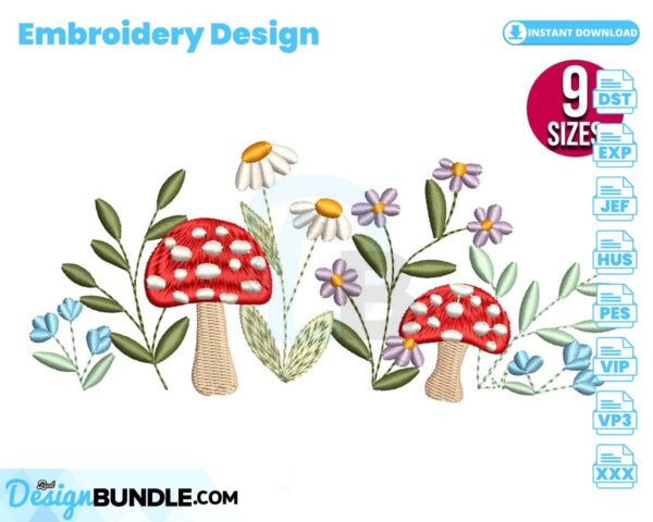 wildflowers-with-mushrooms-embroidery-design