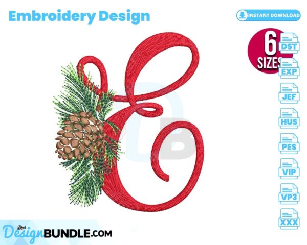 christmas-alphabet-e-letter-embroidery-design