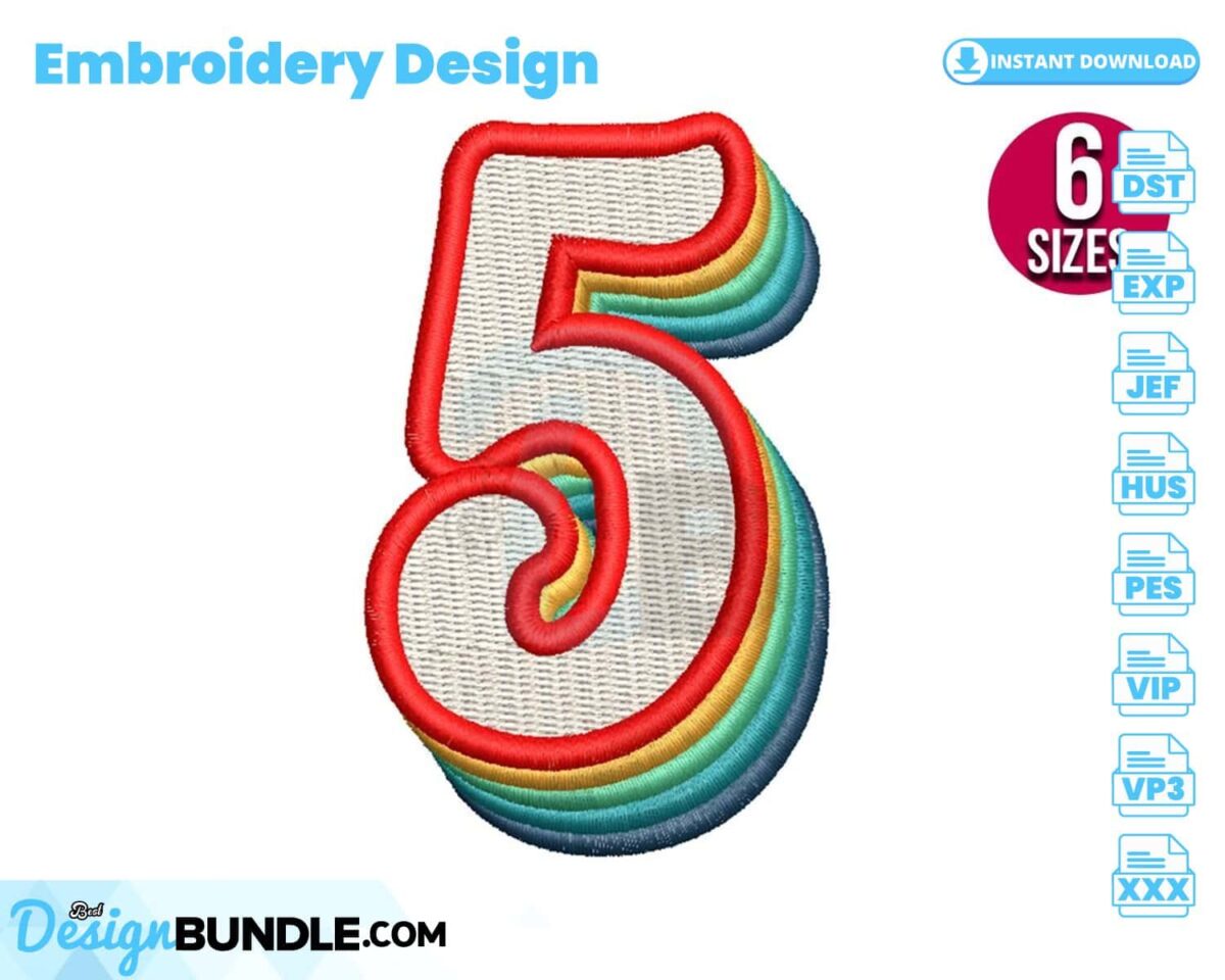 retro-number-five-embroidery-design
