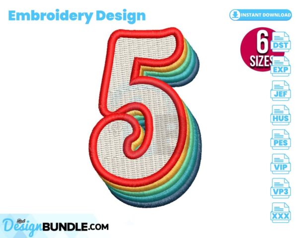 retro-number-five-embroidery-design
