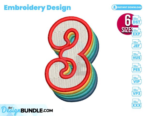 retro-number-three-embroidery-design