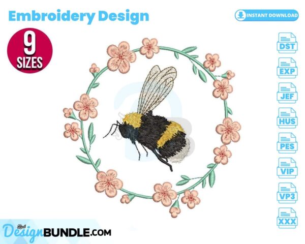 bee-wreath-embroidery-design