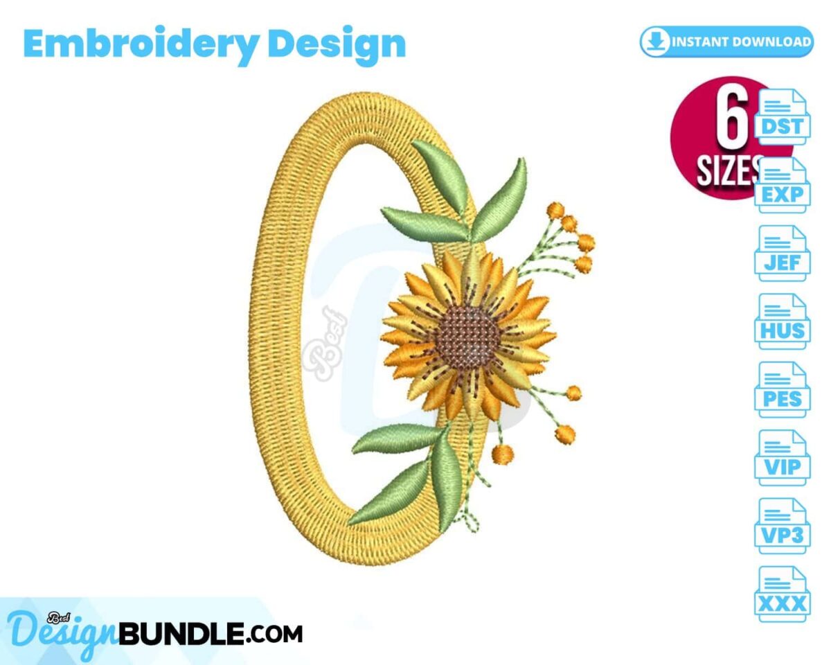 sunflower-alphabet-number-zero-embroidery-design
