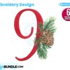 christmas-alphabet-number-nine-embroidery-design