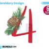 christmas-alphabet-number-four-embroidery-design