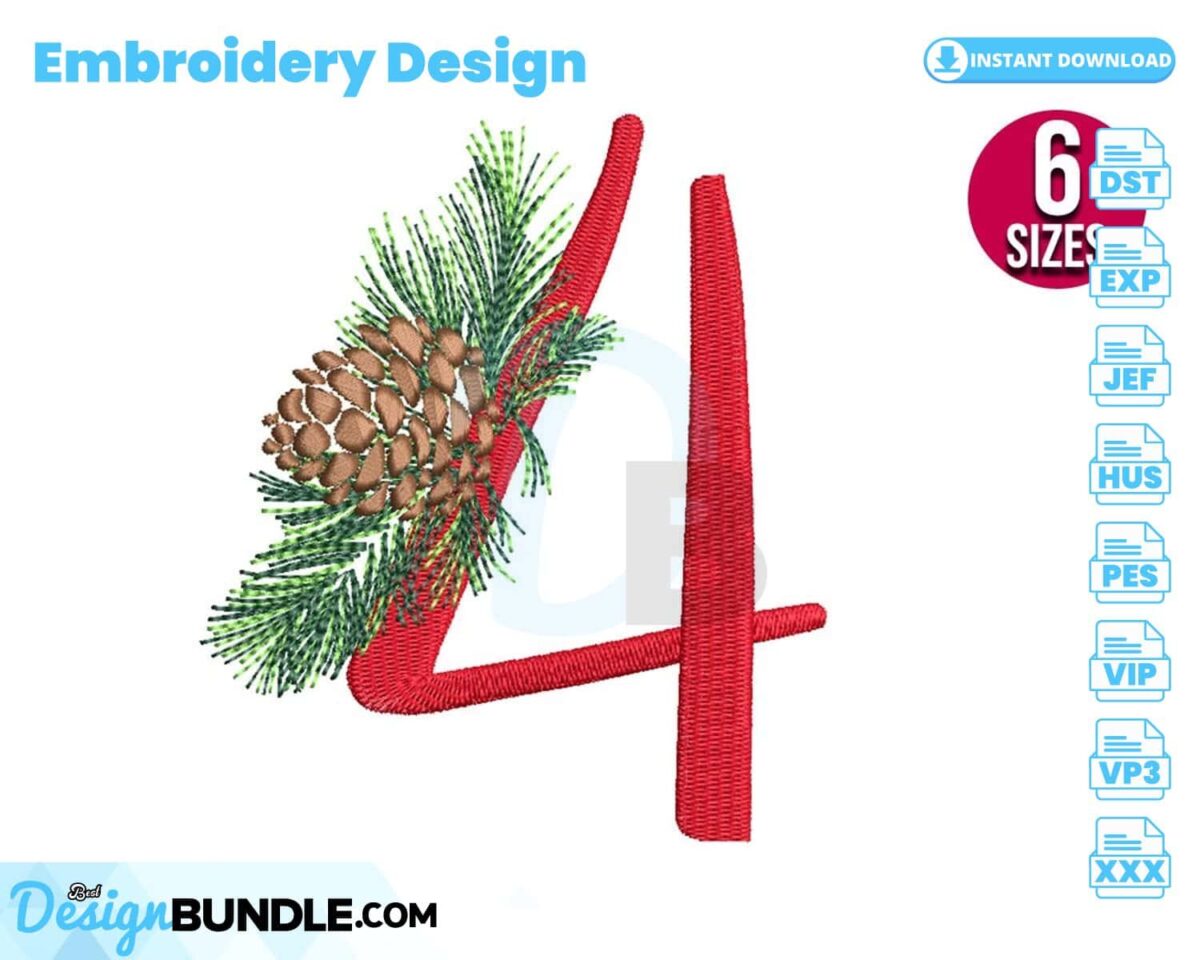 christmas-alphabet-number-four-embroidery-design