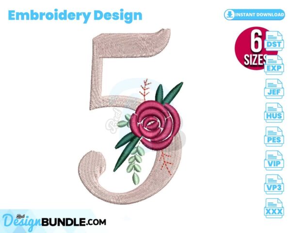 floral-number-5-embroidery-design