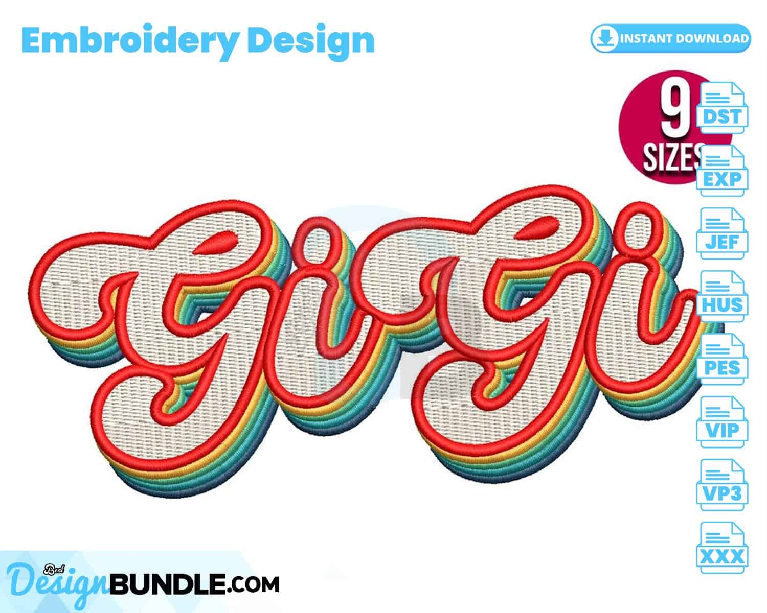 Gigi Retro Embroidery Design Instant Download » BestDesignBundle