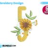 sunflower-alphabet-number-five-embroidery-design