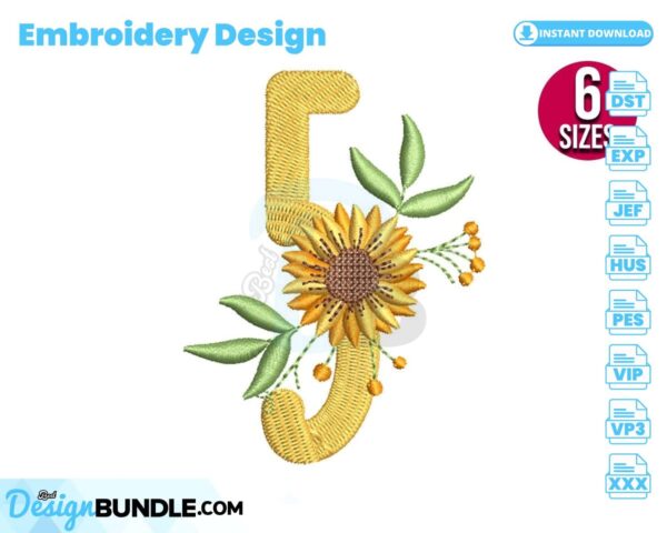 sunflower-alphabet-number-five-embroidery-design