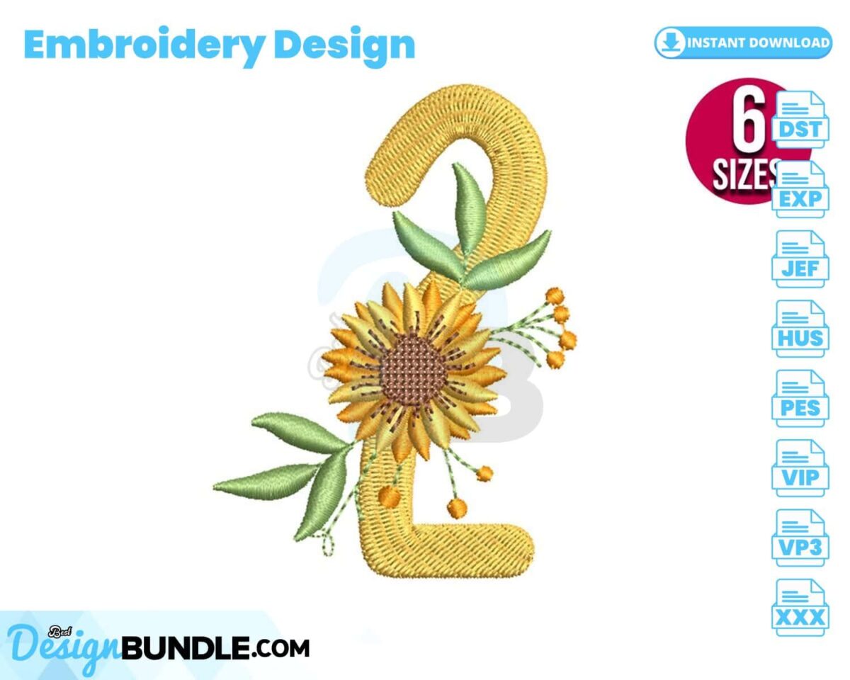 sunflower-alphabet-number-two-embroidery-design