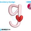 number-nine-with-heart-embroidery-design