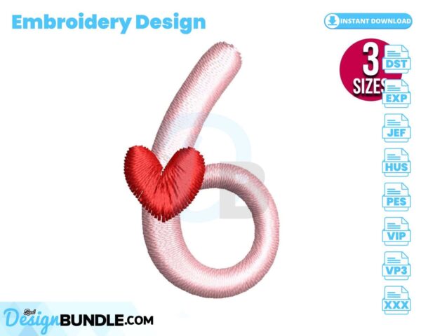 number-six-with-heart-embroidery-design