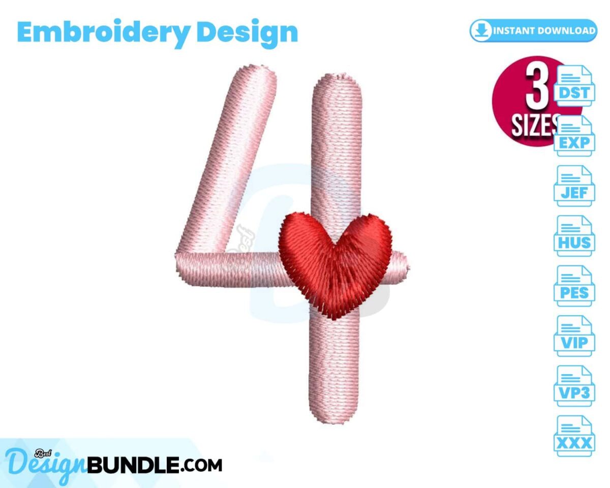 number-four-with-heart-embroidery-design