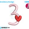 number-three-with-heart-embroidery-design