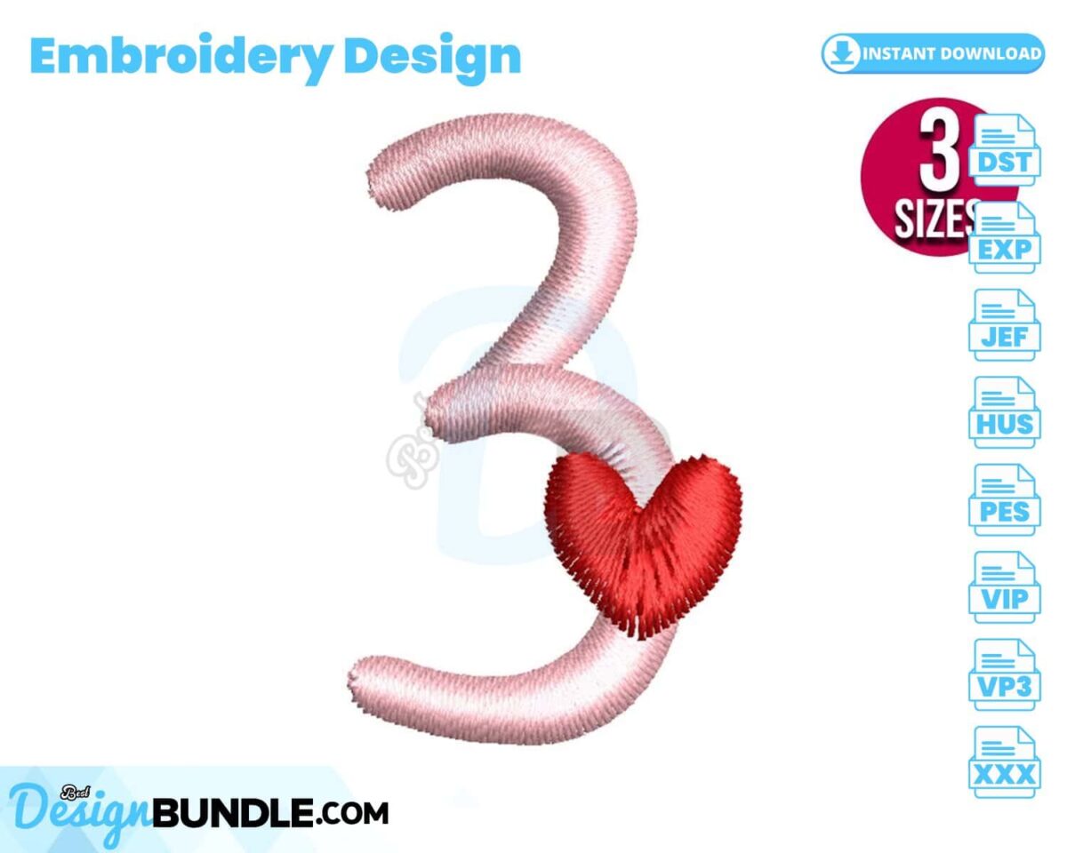 number-three-with-heart-embroidery-design