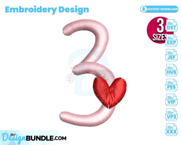number-three-with-heart-embroidery-design