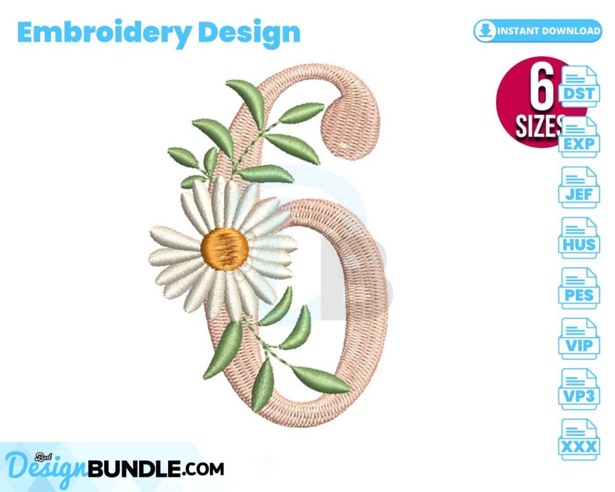 floral-number-six-embroidery-design