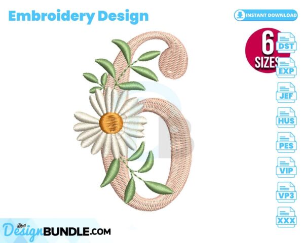 floral-number-six-embroidery-design