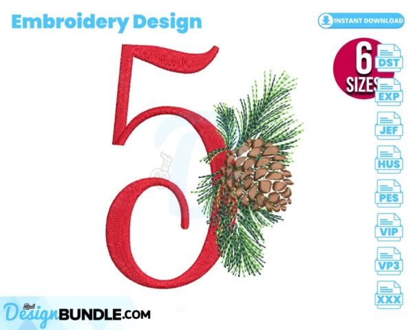 christmas-alphabet-number-five-embroidery-design