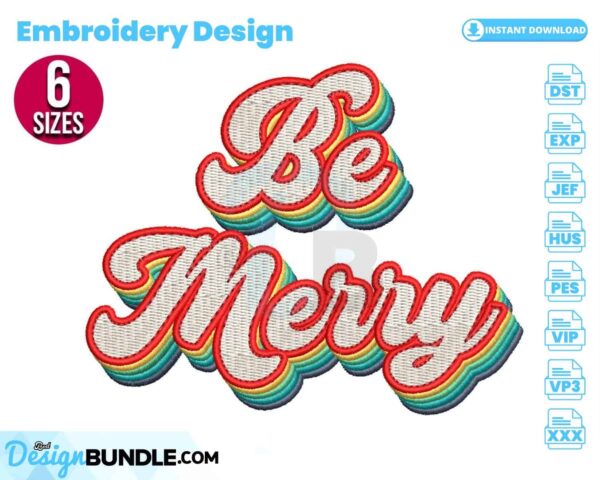 be-merry-embroidery-design