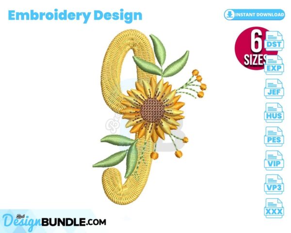 sunflower-alphabet-number-nine-embroidery-design