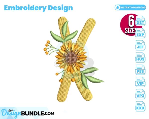 sunflower-alphabet-letter-x-embroidery-design