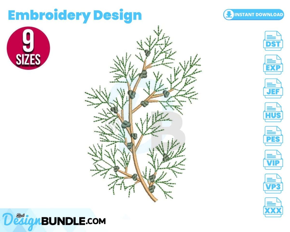 pine-branch-embroidery-design