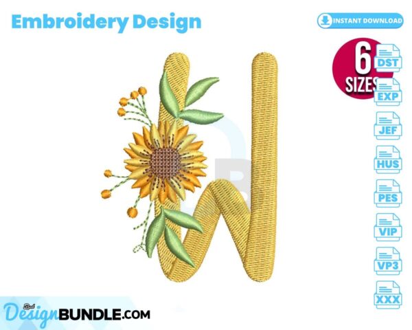 sunflower-alphabet-letter-w-embroidery-design