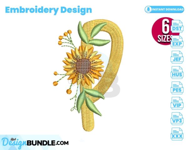 sunflower-alphabet-letter-p-embroidery-design