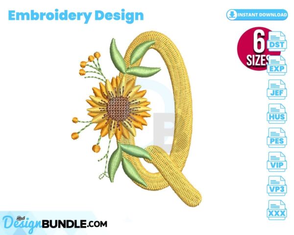 sunflower-alphabet-letter-q-embroidery-design
