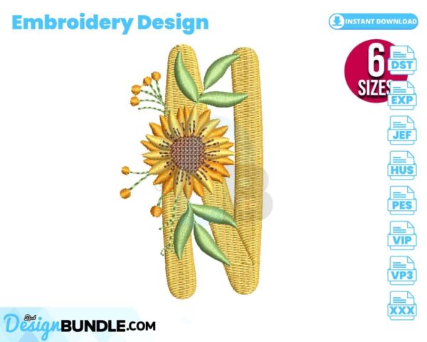 sunflower-alphabet-letter-n-embroidery-design