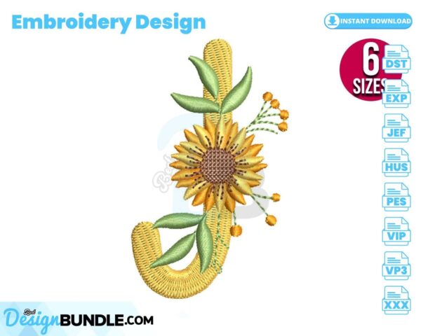 sunflower-alphabet-letter-j-embroidery-design