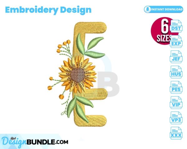sunflower-alphabet-letter-e-embroidery-design