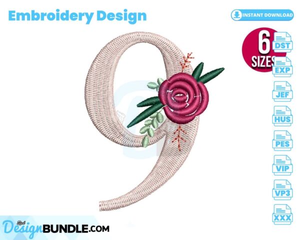 floral-number-9-embroidery-design