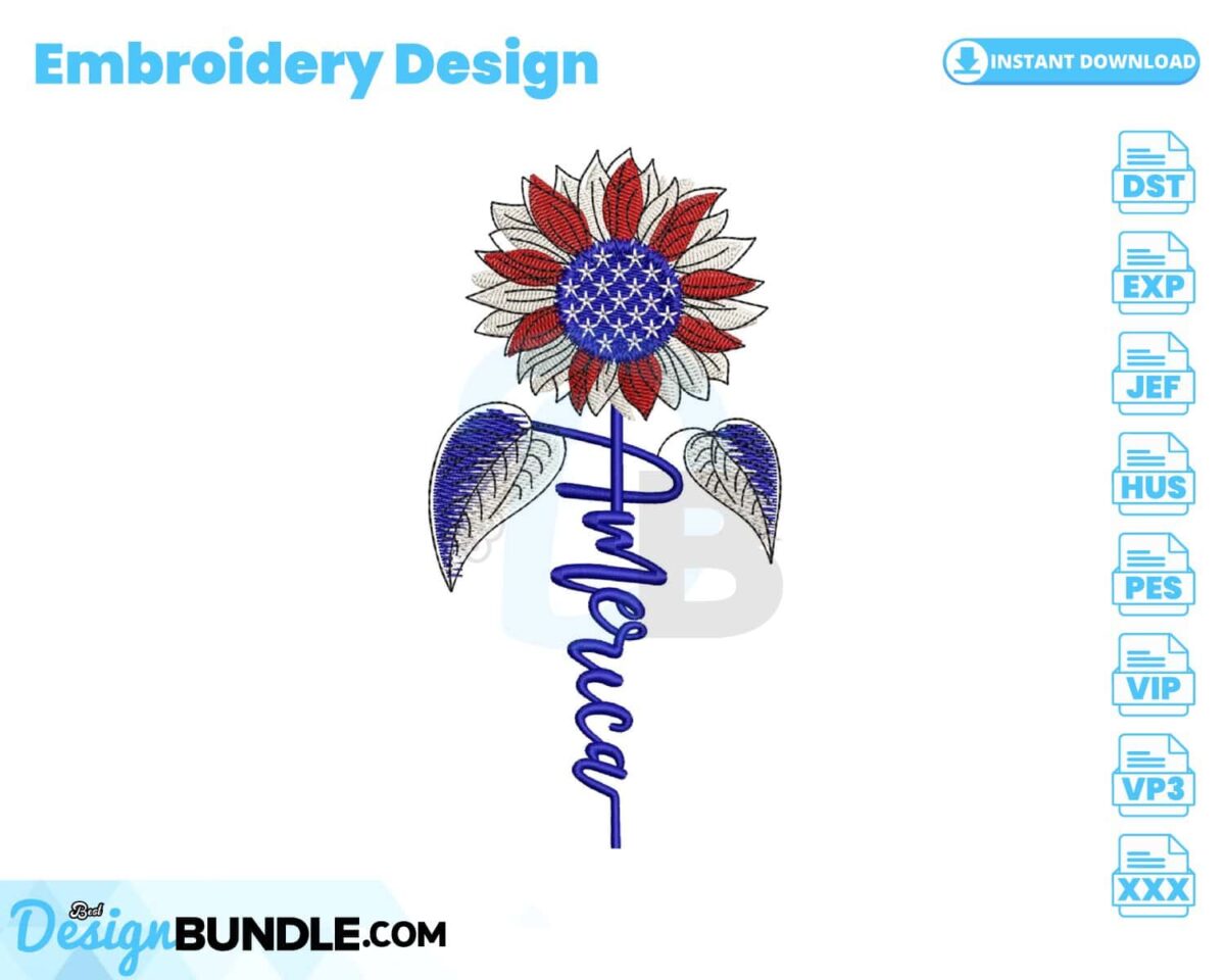 american-flag-with-sunflower-embroidery-design