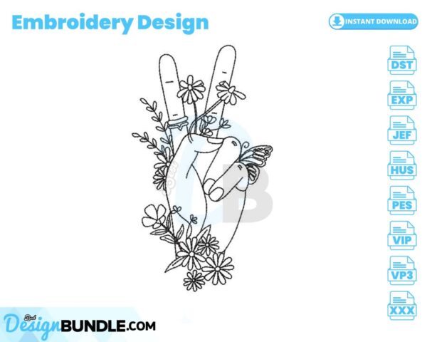 peace-fingers-sign-with-flowers-embroidery-design