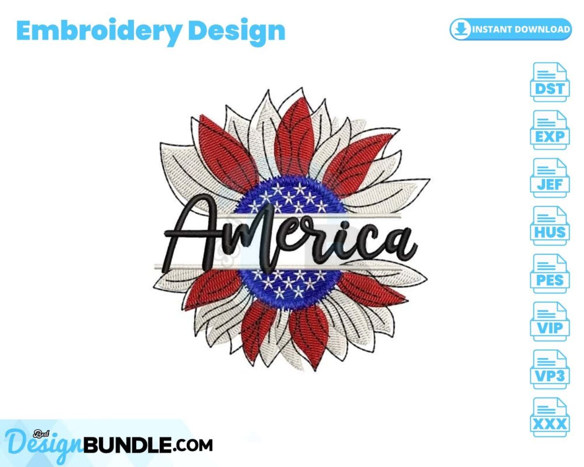 american-flag-with-sunflower-embroidery-design