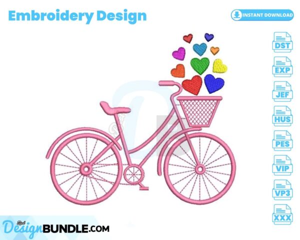 bicycle-with-hearts-embroidery-design