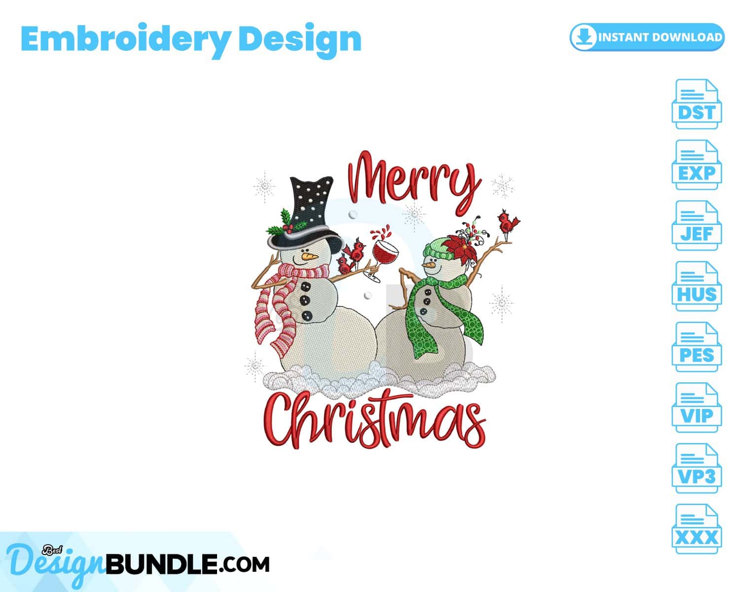 Dancing Snowmen Embroidery Design Instant Download » BestDesignBundle