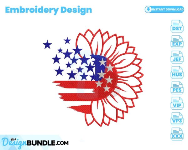 american-flag-with-sunflower-embroidery-design