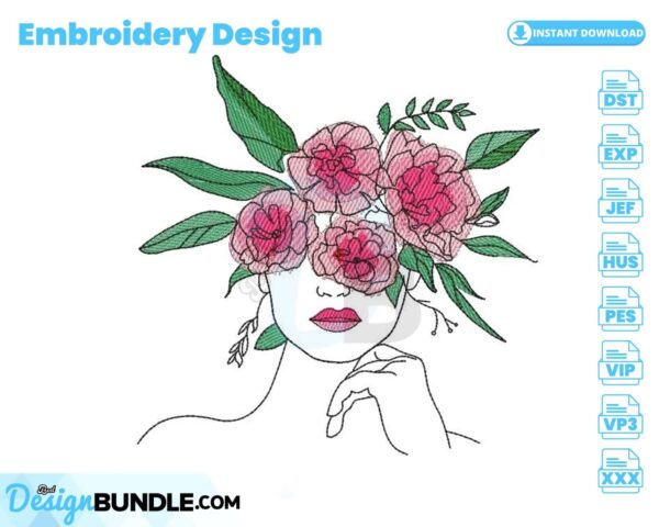 face-with-flowers-embroidery-design