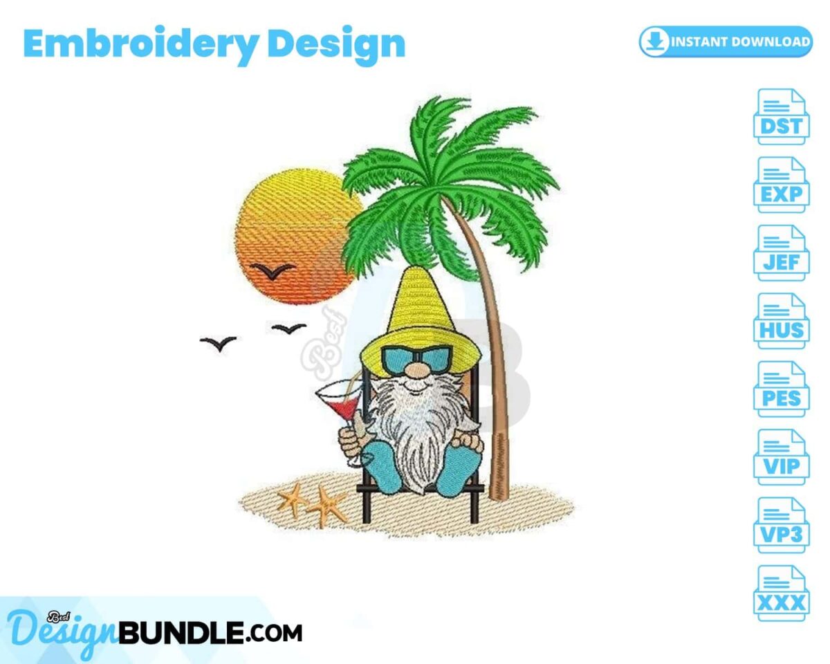 beach-gnome-embroidery-design