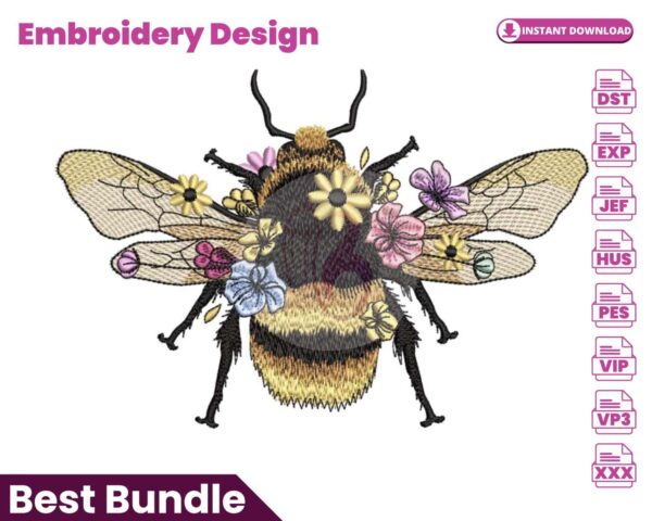 floral-bumblebee-embroidery-design