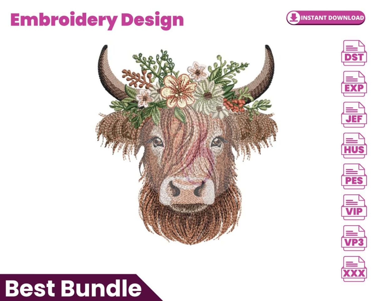highland-cow-embroidery-design