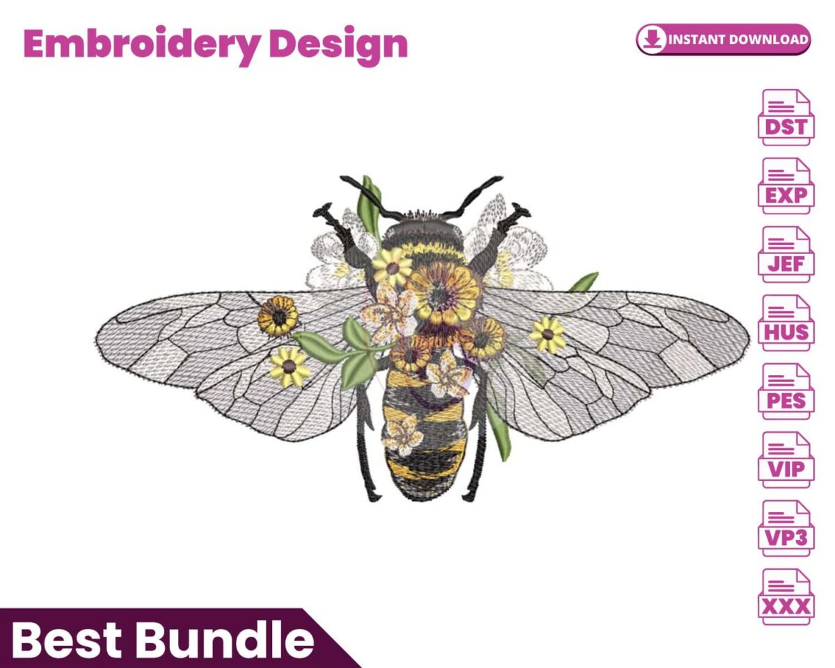 floral-bumblebee-embroidery-design