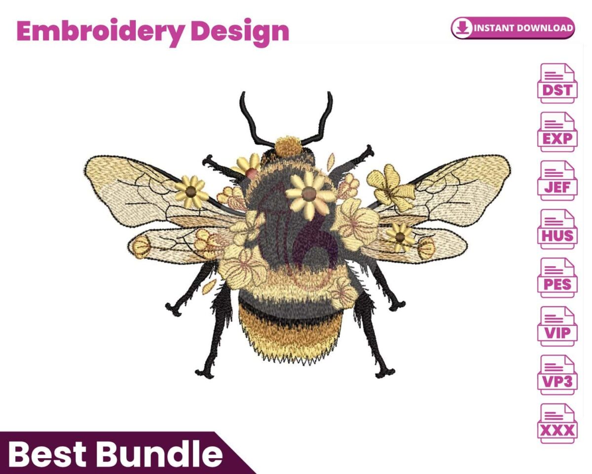 floral-bumblebee-embroidery-design