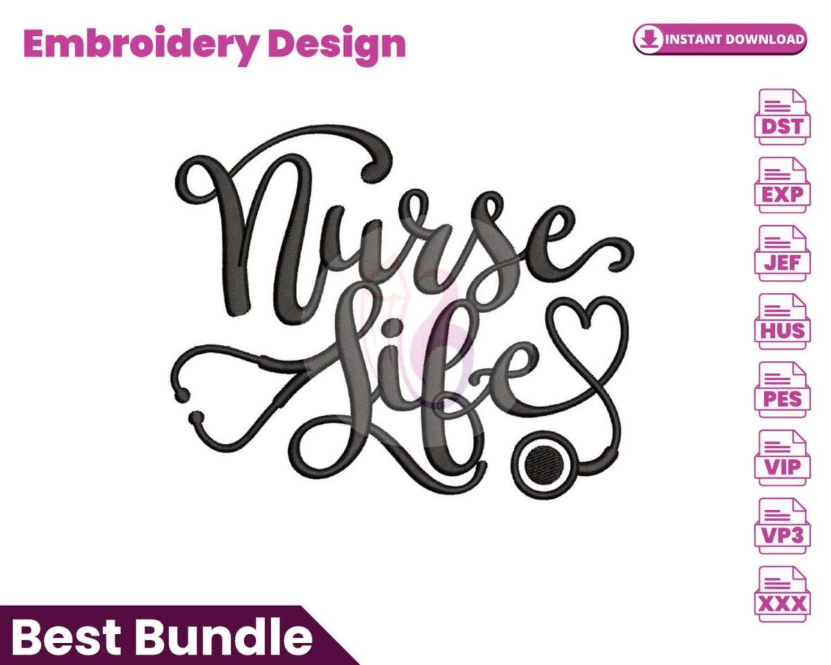 nurse-life-embroidery-design