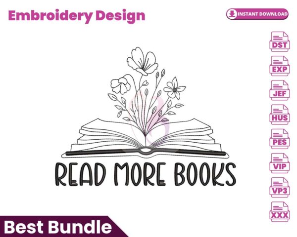read-more-books-embroidery-design